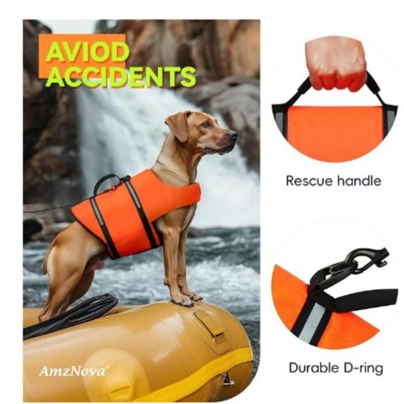 NWT AMZNOVA Dog Life Jacket Orange XS - Picture 4 of 8